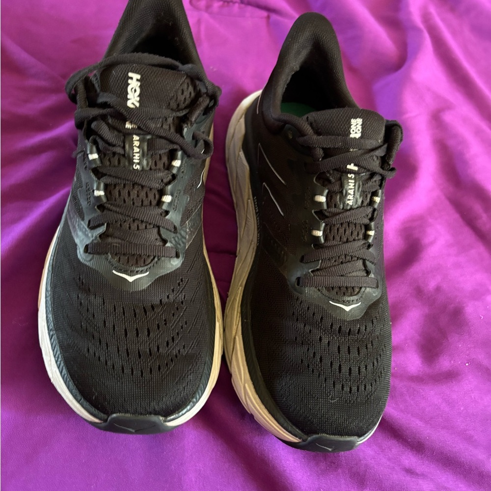 Hoka Black and White Cushioned Running Shoes